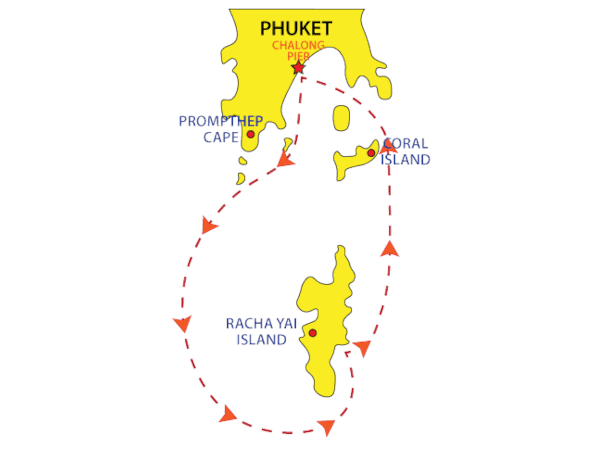 Drop off/fishing location Racha Yai Private Charter fishing trip in Phuket